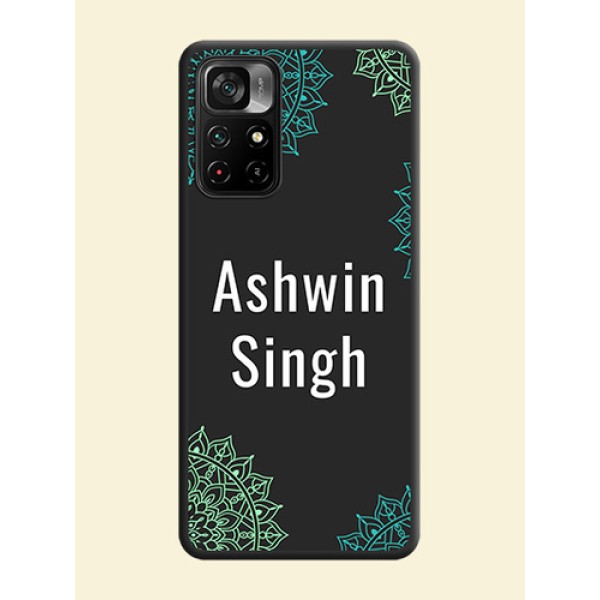 Your Name with Floral Design on Space Black Custom Soft Matte Back Cover - Poco M4 Pro 5G Your Name with Floral Design on Space Black Custom Soft Matte Back Cover - Poco M4 Pro 5G