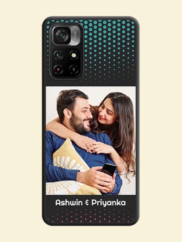 Faded Dots with Grunge Photo Frame and Text on Space Black Custom Soft Matte Phone Cases - Poco M4 Pro 5G