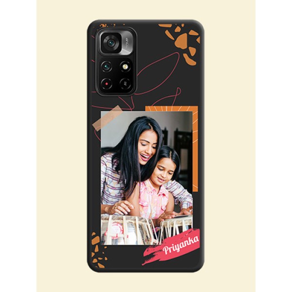 Orange Photo Frame on Space Black Custom Soft Matte Phone Back Cover - Poco M4 Pro 5G Orange Photo Frame on Space Black Custom Soft Matte Phone Back Cover - Poco M4 Pro 5G