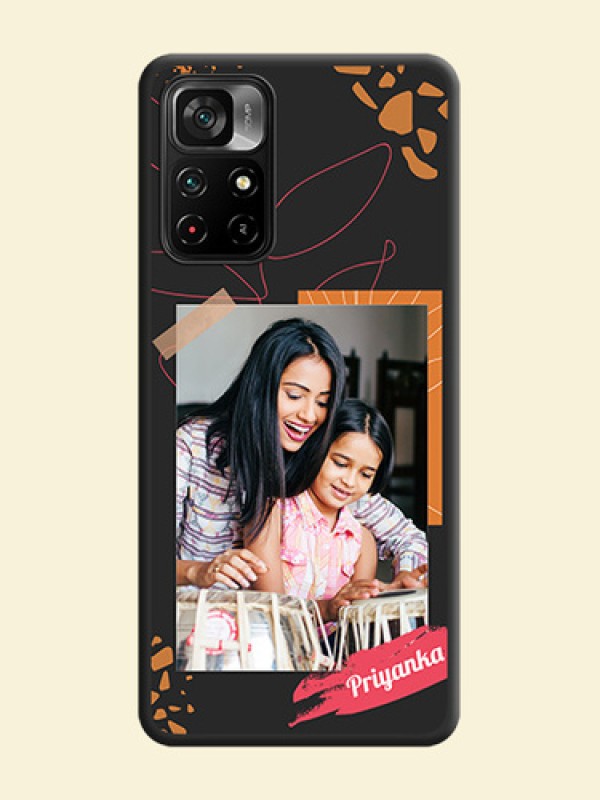 Orange Photo Frame on Space Black Custom Soft Matte Phone Back Cover - Poco M4 Pro 5G