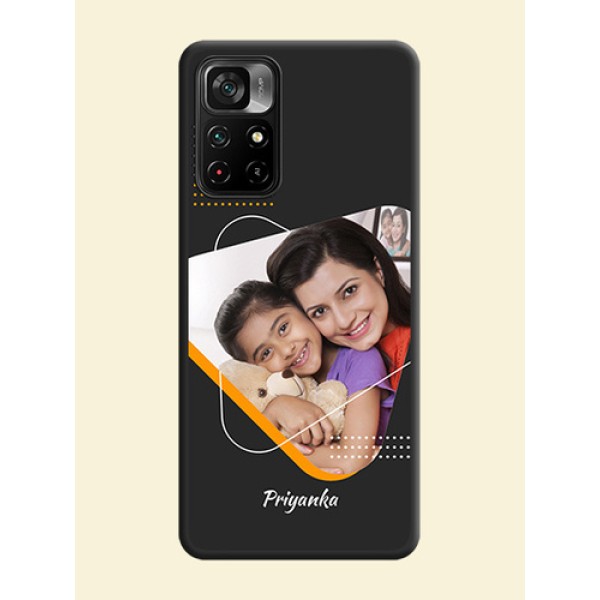 Yellow Triangle on Photo on Space Black Soft Matte Phone Cover - Poco M4 Pro 5G Yellow Triangle on Photo on Space Black Soft Matte Phone Cover - Poco M4 Pro 5G