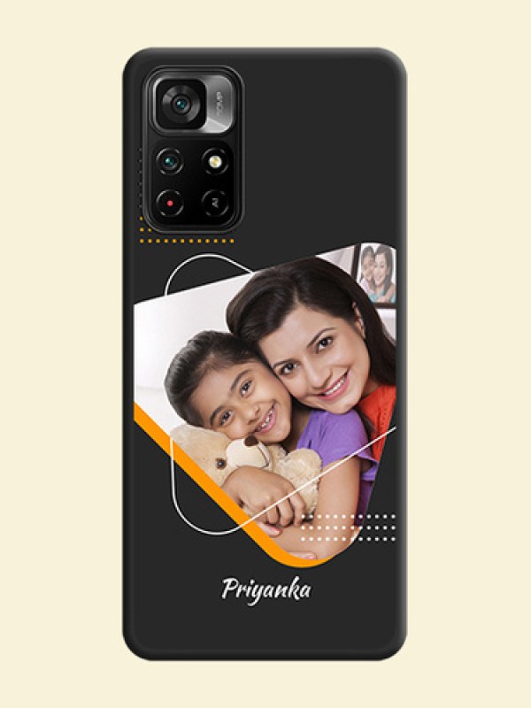 Yellow Triangle on Photo on Space Black Soft Matte Phone Cover - Poco M4 Pro 5G