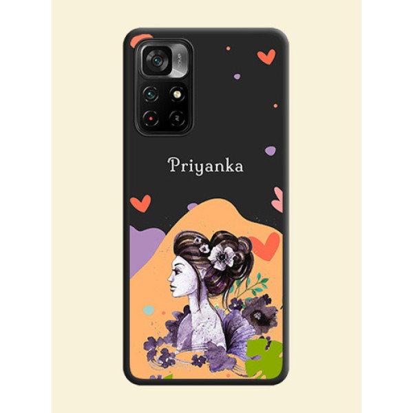 Namecase For Her With Fancy Lady Image On Space Black Personalized Soft Matte Phone Covers -Poco M4 Pro 5G