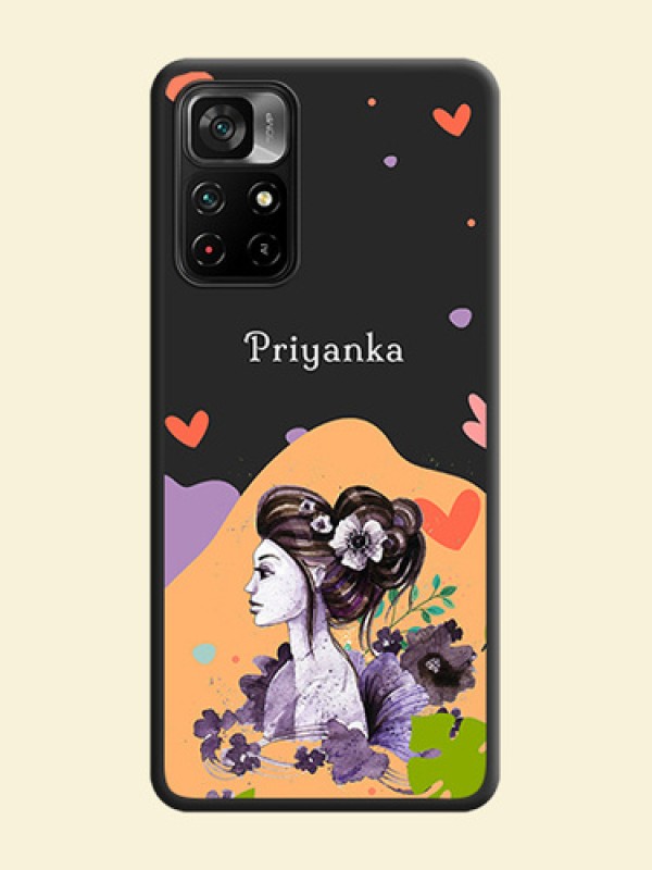 Namecase For Her With Fancy Lady Image On Space Black Personalized Soft Matte Phone Covers -Poco M4 Pro 5G