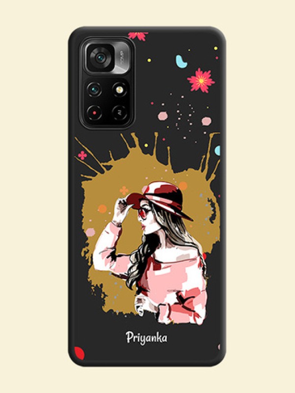 Mordern Lady With Color Splash Background With Custom Text On Space Black Personalized Soft Matte Phone Covers -Poco M4 Pro 5G