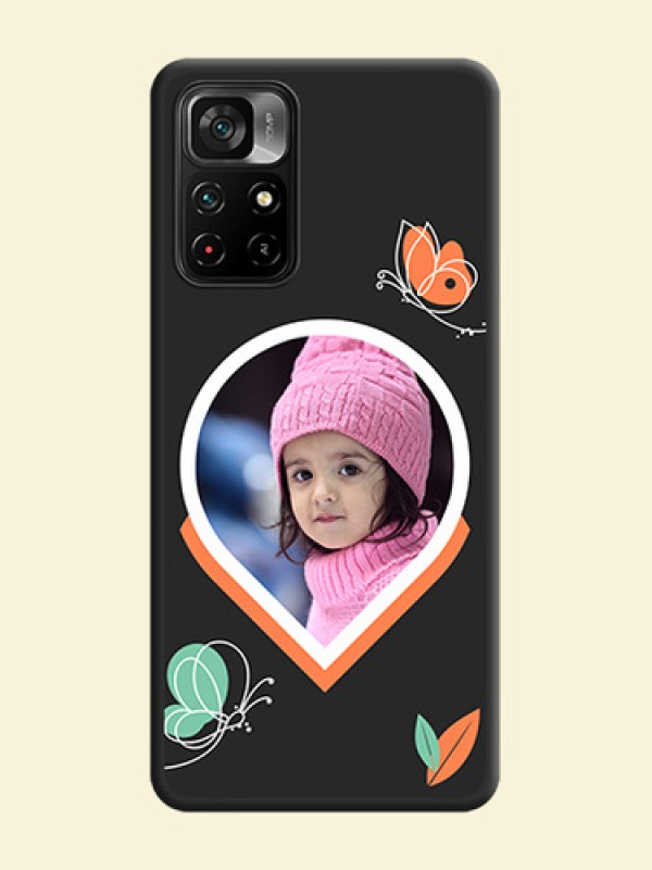 Upload Pic With Simple Butterly Design On Space Black Personalized Soft Matte Phone Covers -Poco M4 Pro 5G