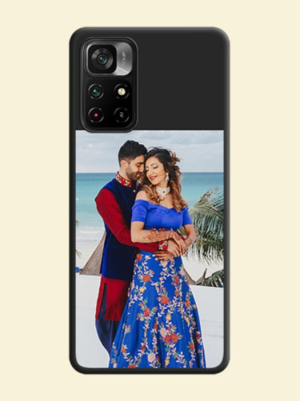 Image Upload With Space Black Color On Custom Soft Matte Mobile Back Cover - Poco M4 Pro 5G