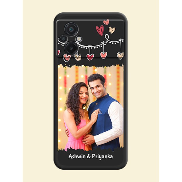 Pink Love Hangings with Name on Space Black Custom Soft Matte Phone Cases - Poco M5 Pink Love Hangings with Name on Space Black Custom Soft Matte Phone Cases - Poco M5