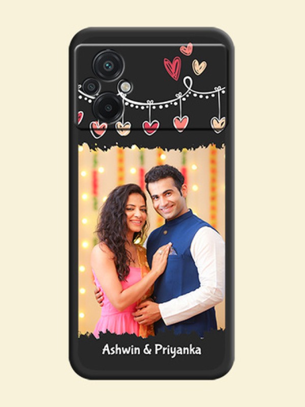 Pink Love Hangings with Name on Space Black Custom Soft Matte Phone Cases - Poco M5