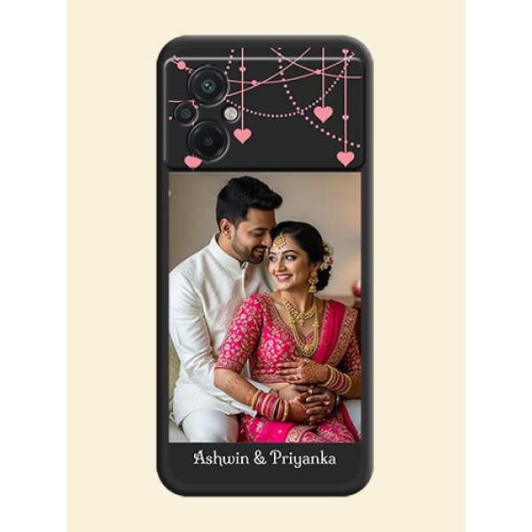 Pink Love Hangings with Text on Space Black Custom Soft Matte Back Cover - Poco M5 Pink Love Hangings with Text on Space Black Custom Soft Matte Back Cover - Poco M5