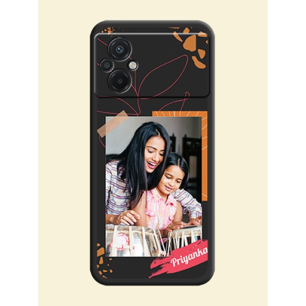 Orange Photo Frame on Space Black Custom Soft Matte Phone Back Cover - Poco M5 Orange Photo Frame on Space Black Custom Soft Matte Phone Back Cover - Poco M5