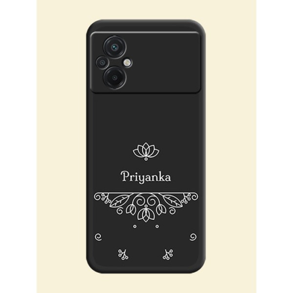 Lotus Garden Custom Text On Space Black Personalized Soft Matte Phone Covers -Poco M5 Lotus Garden Custom Text On Space Black Personalized Soft Matte Phone Covers -Poco M5