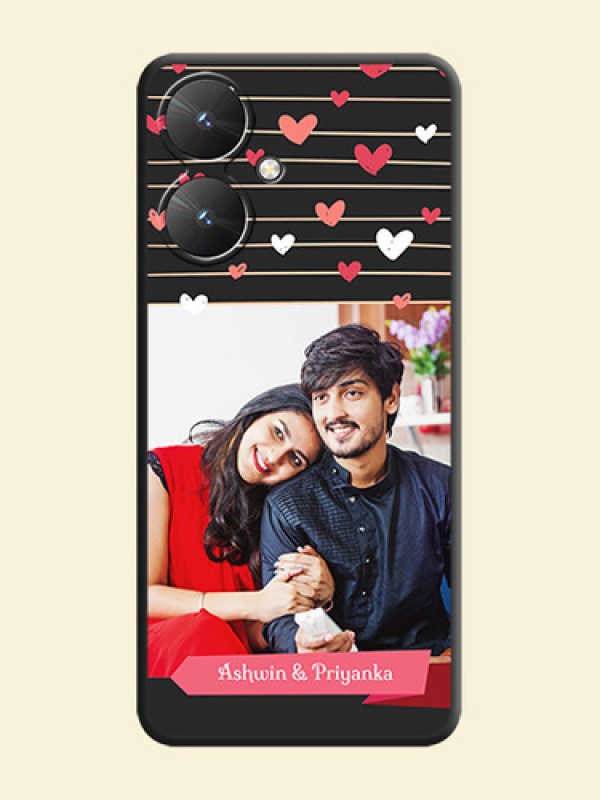 Love Pattern with Name on Pink Ribbon  on Photo On Space Black Custom Soft Matte Mobile Back Cover - Poco M6 5G