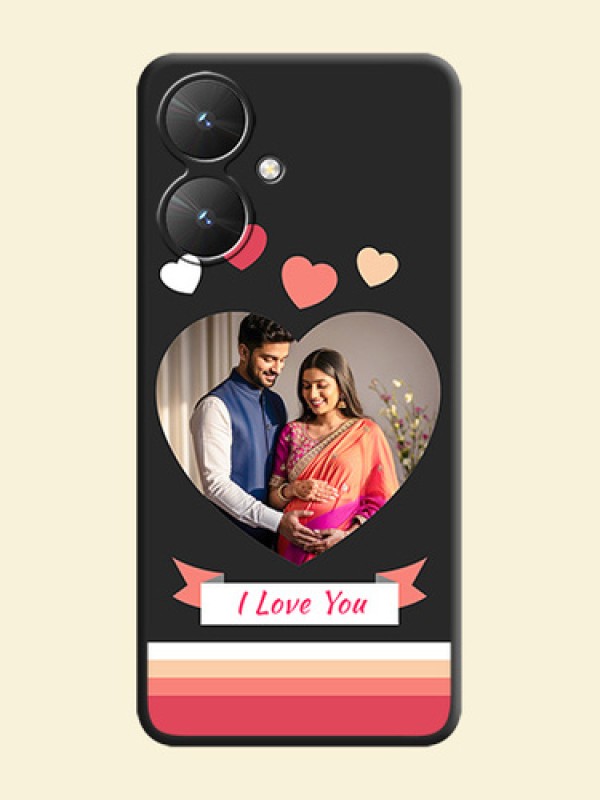 Love Shaped Photo with Colorful Stripes On Space Black Custom Soft Matte Mobile Back Cover - Poco M6 5G