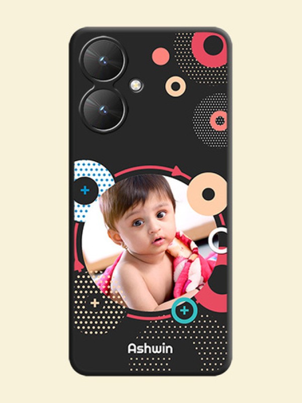 Multicoloured Round Image On Space Black Custom Soft Matte Mobile Back Cover - Poco M6 5G