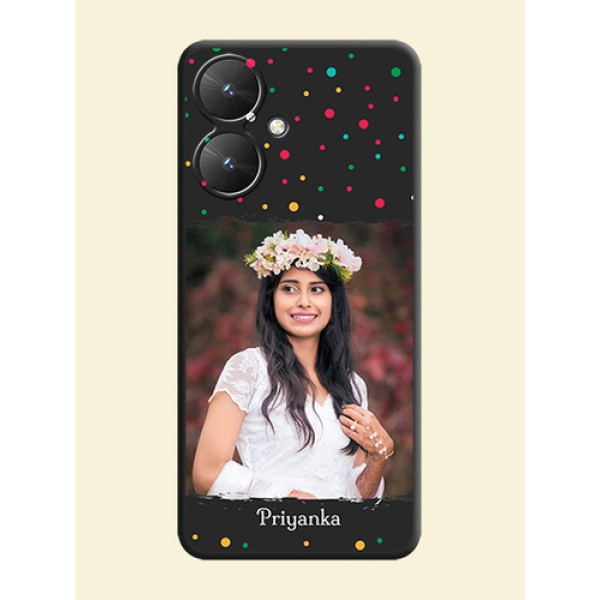Multicolor Dotted Pattern with Text On Space Black Custom Soft Matte Mobile Back Cover - Poco M6 5G Multicolor Dotted Pattern with Text On Space Black Custom Soft Matte Mobile Back Cover - Poco M6 5G
