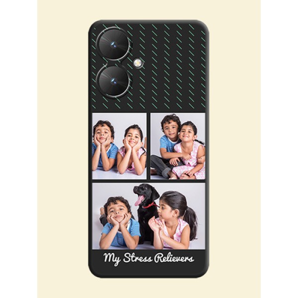Cross Dotted Pattern with 2 Image Holder On Space Black Custom Soft Matte Mobile Back Cover - Poco M6 5G Cross Dotted Pattern with 2 Image Holder On Space Black Custom Soft Matte Mobile Back Cover - Poco M6 5G