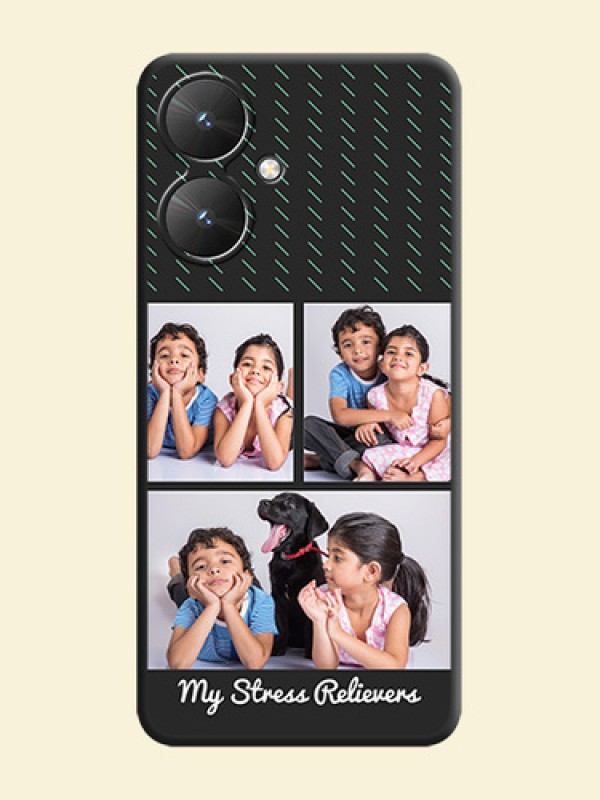 Cross Dotted Pattern with 2 Image Holder On Space Black Custom Soft Matte Mobile Back Cover - Poco M6 5G