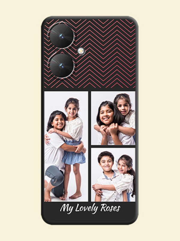 Wave Pattern with 3 Image Holder On Space Black Custom Soft Matte Mobile Back Cover - Poco M6 5G