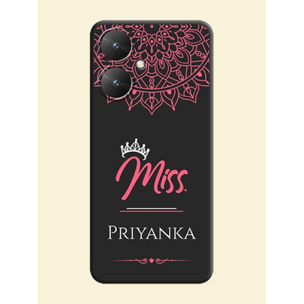 Mrs Name with Floral Design On Space Black Custom Soft Matte Mobile Back Cover - Poco M6 5G Mrs Name with Floral Design On Space Black Custom Soft Matte Mobile Back Cover - Poco M6 5G