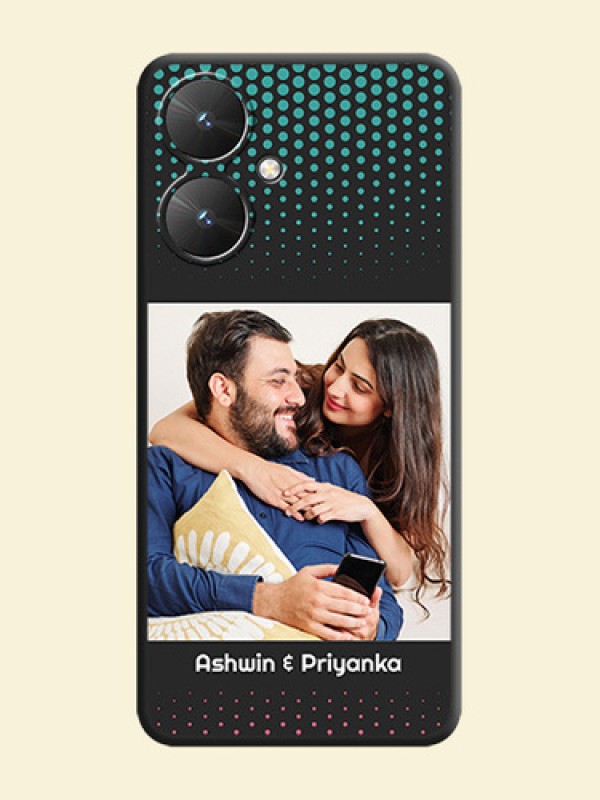 Faded Dots with Grunge Photo Frame and Text On Space Black Custom Soft Matte Mobile Back Cover - Poco M6 5G