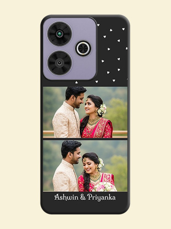Miniature Love Symbols with Name On Space Black Custom Soft Matte Mobile Back Cover - Poco M6 Plus 5G
