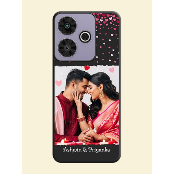 Fall in Love with Your Partner on Photo On Space Black Custom Soft Matte Mobile Back Cover - Poco M6 Plus 5G Fall in Love with Your Partner on Photo On Space Black Custom Soft Matte Mobile Back Cover - Poco M6 Plus 5G