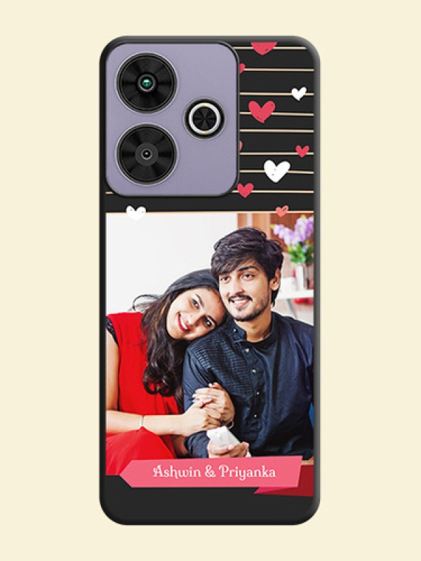 Love Pattern with Name on Pink Ribbon on Photo On Space Black Custom Soft Matte Mobile Back Cover - Poco M6 Plus 5G