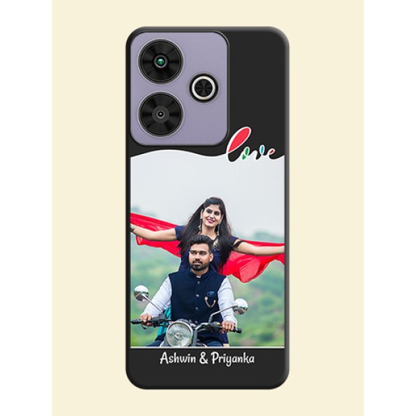 Fall in Love Pattern with Picture on Photo On Space Black Custom Soft Matte Mobile Back Cover - Poco M6 Plus 5G Fall in Love Pattern with Picture on Photo On Space Black Custom Soft Matte Mobile Back Cover - Poco M6 Plus 5G