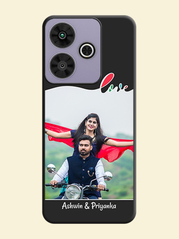 Fall in Love Pattern with Picture on Photo On Space Black Custom Soft Matte Mobile Back Cover - Poco M6 Plus 5G