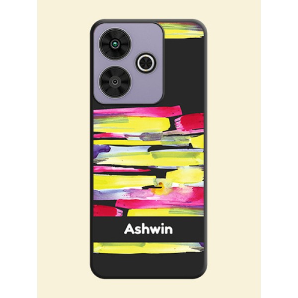 Brush Coloured On Space Black Custom Soft Matte Mobile Back Cover - Poco M6 Plus 5G Brush Coloured On Space Black Custom Soft Matte Mobile Back Cover - Poco M6 Plus 5G