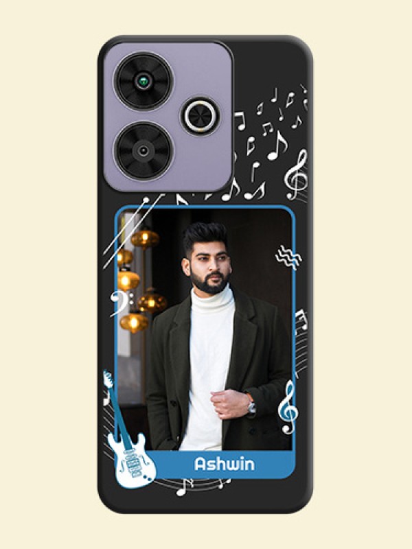 Musical Theme Design with Text on Photo On Space Black Custom Soft Matte Mobile Back Cover - Poco M6 Plus 5G