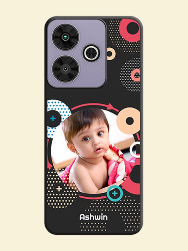 Multicoloured Round Image On Space Black Custom Soft Matte Mobile Back Cover - Poco M6 Plus 5G
