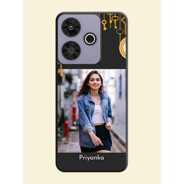 Decorative Design with Text On Space Black Custom Soft Matte Mobile Back Cover - Poco M6 Plus 5G Decorative Design with Text On Space Black Custom Soft Matte Mobile Back Cover - Poco M6 Plus 5G