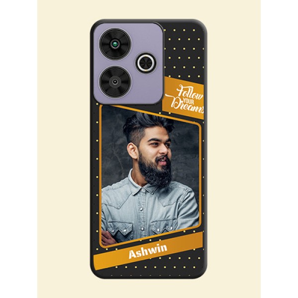 Follow Your Dreams with White Dots On Space Black Custom Soft Matte Mobile Back Cover - Poco M6 Plus 5G Follow Your Dreams with White Dots On Space Black Custom Soft Matte Mobile Back Cover - Poco M6 Plus 5G