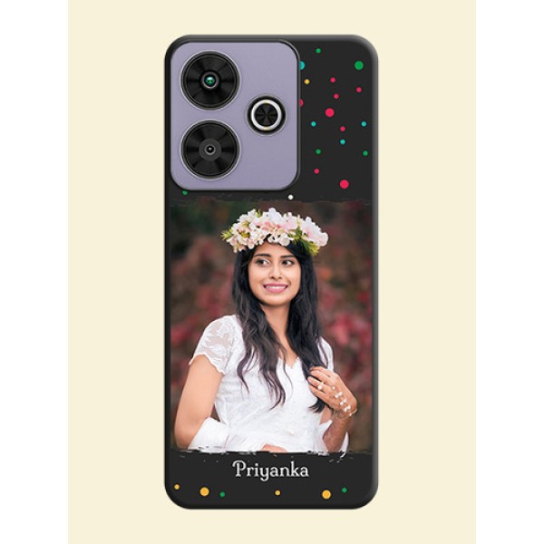 Multicolor Dotted Pattern with Text On Space Black Custom Soft Matte Mobile Back Cover - Poco M6 Plus 5G