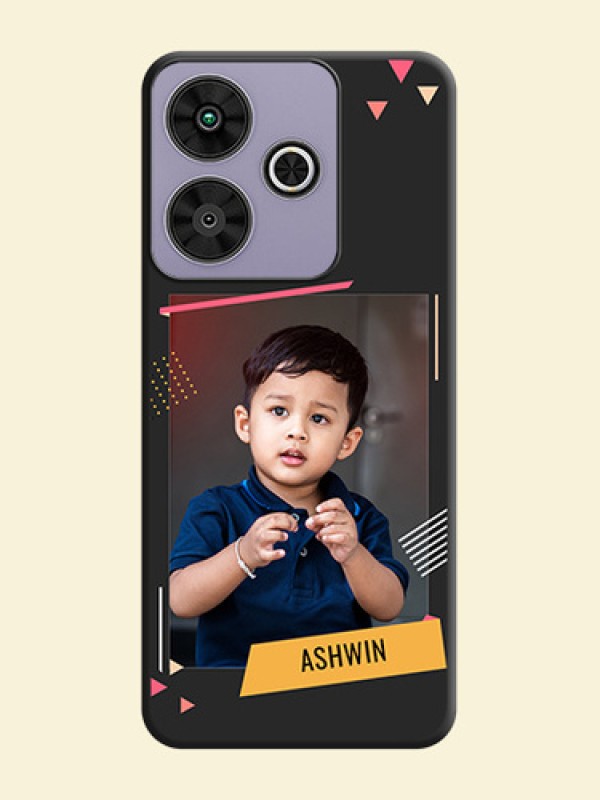Photo Frame with Triangle Small Dots on Photo On Space Black Custom Soft Matte Mobile Back Cover - Poco M6 Plus 5G