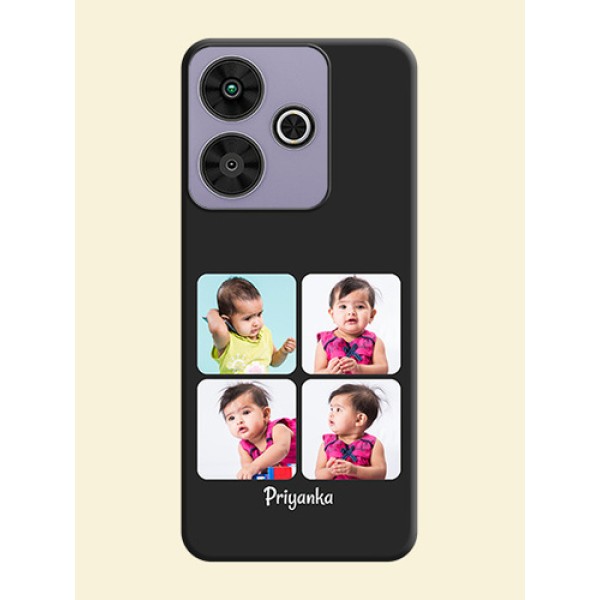 Floral Art with 6 Image Holder on Photo On Space Black Custom Soft Matte Mobile Back Cover - Poco M6 Plus 5G Floral Art with 6 Image Holder on Photo On Space Black Custom Soft Matte Mobile Back Cover - Poco M6 Plus 5G