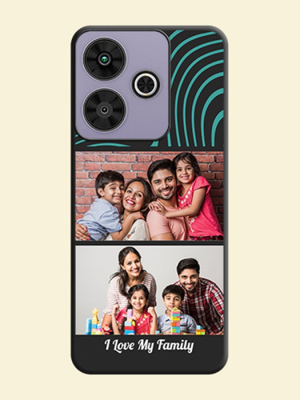 Wave Pattern with 2 Image Holder On Space Black Custom Soft Matte Mobile Back Cover - Poco M6 Plus 5G