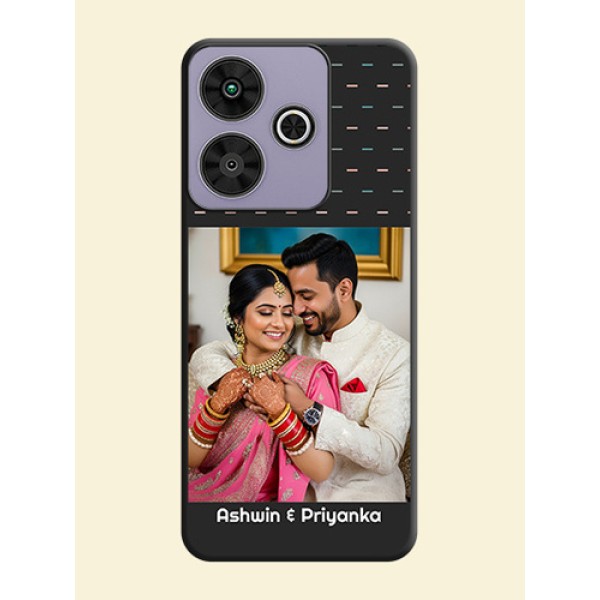 Line Pattern Design with Text On Space Black Custom Soft Matte Mobile Back Cover - Poco M6 Plus 5G