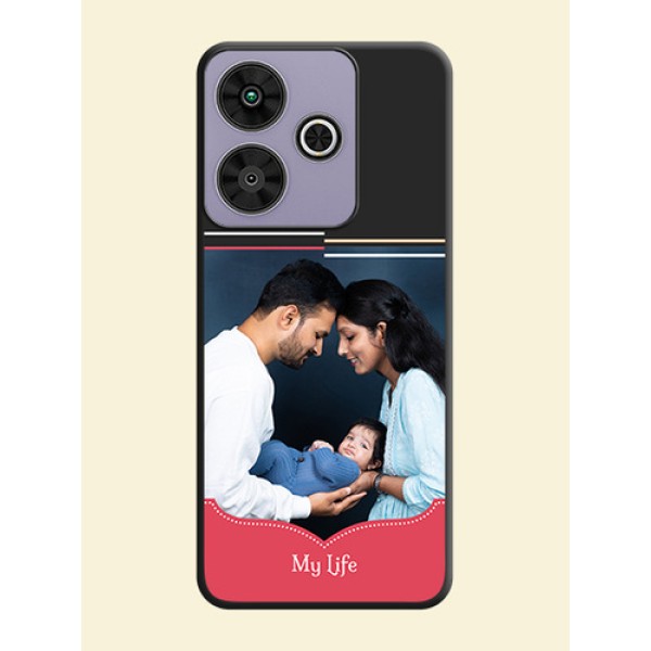 Classic Plain Design with Name On Space Black Custom Soft Matte Mobile Back Cover - Poco M6 Plus 5G Classic Plain Design with Name On Space Black Custom Soft Matte Mobile Back Cover - Poco M6 Plus 5G
