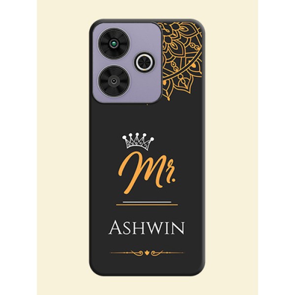 Mr Name with Floral Design On Space Black Custom Soft Matte Mobile Back Cover - Poco M6 Plus 5G Mr Name with Floral Design On Space Black Custom Soft Matte Mobile Back Cover - Poco M6 Plus 5G