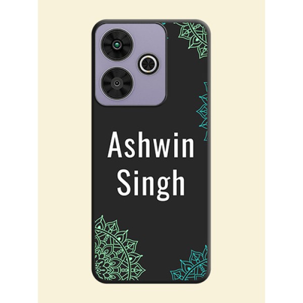Your Name with Floral Design On Space Black Custom Soft Matte Mobile Back Cover - Poco M6 Plus 5G Your Name with Floral Design On Space Black Custom Soft Matte Mobile Back Cover - Poco M6 Plus 5G