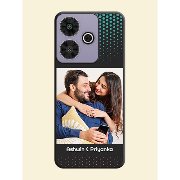Faded Dots with Grunge Photo Frame and Text On Space Black Custom Soft Matte Mobile Back Cover - Poco M6 Plus 5G Faded Dots with Grunge Photo Frame and Text On Space Black Custom Soft Matte Mobile Back Cover - Poco M6 Plus 5G