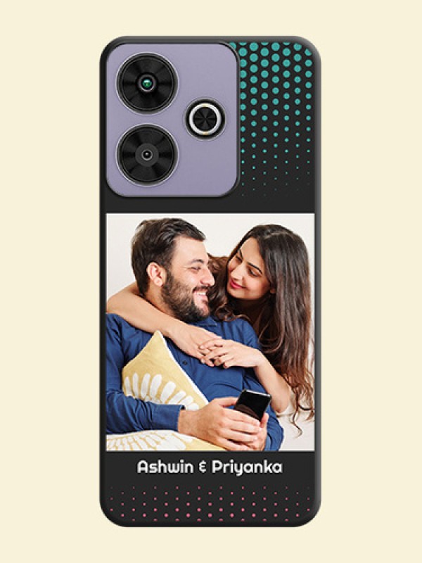 Faded Dots with Grunge Photo Frame and Text On Space Black Custom Soft Matte Mobile Back Cover - Poco M6 Plus 5G