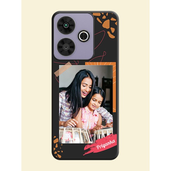 Orange Photo Frame On Space Black Custom Soft Matte Mobile Back Cover - Poco M6 Plus 5G Orange Photo Frame On Space Black Custom Soft Matte Mobile Back Cover - Poco M6 Plus 5G