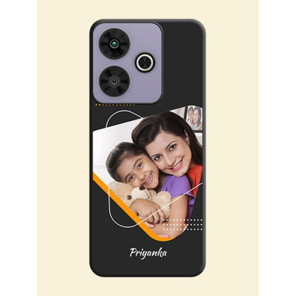 Yellow Triangle on Photo On Space Black Custom Soft Matte Mobile Back Cover - Poco M6 Plus 5G