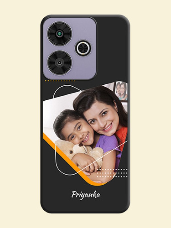 Yellow Triangle on Photo On Space Black Custom Soft Matte Mobile Back Cover - Poco M6 Plus 5G