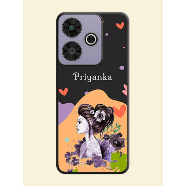 Namecase For Her With Fancy Lady Image On Space Black Custom Soft Matte Mobile Back Cover - Poco M6 Plus 5G Namecase For Her With Fancy Lady Image On Space Black Custom Soft Matte Mobile Back Cover - Poco M6 Plus 5G