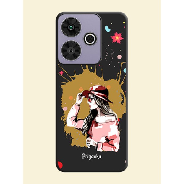 Mordern Lady With Color Splash Background With Custom Text On Space Black Custom Soft Matte Mobile Back Cover - Poco M6 Plus 5G